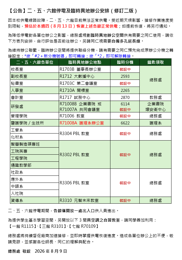 臨時異地辦公安排 1150809v2 中