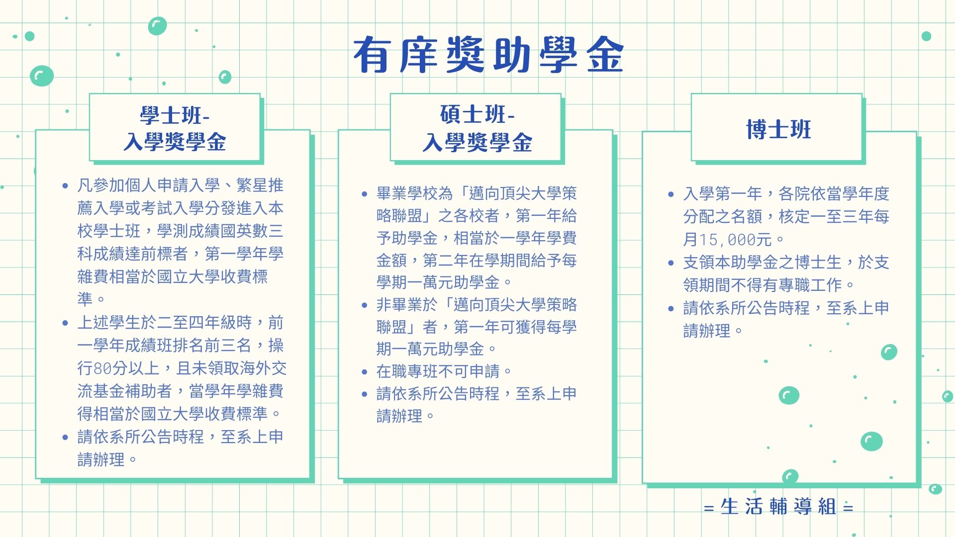 懶人包 有庠獎助學金